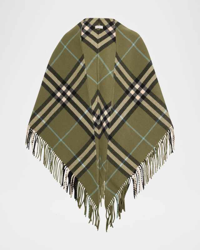 Giant Check Wool Cape